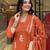Orange printed with embroidered cotton salwar kameez