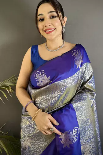 grey soft silk blend intricate rose gold zari weaving dharmavaram saree