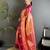orange soft silk blend intricate rose gold zari weaving dharmavaram saree