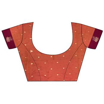 orange soft silk blend intricate rose gold zari weaving dharmavaram saree 5