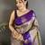 purple soft silk blend intricate rose gold zari weaving dharmavaram saree