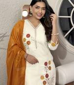 Off-white cotton silk kurta set with chanderi zari dupatta