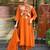 Chanderi silk orange floral embroidered kurta set with dupatta