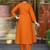 Chanderi silk orange floral embroidered kurta set with dupatta