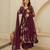Wine printed rayon anarkali kurta palazzo set