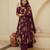 Wine printed rayon anarkali kurta palazzo set