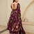 Wine printed rayon anarkali kurta palazzo set