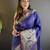 royal blue soft silk blend striped with floral motifs zari jacquard weaving leheriya saree