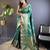 green soft silk blend striped with floral motifs zari jacquard weaving leheriya saree