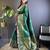 green soft silk blend striped with floral motifs zari jacquard weaving leheriya saree