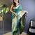 green soft silk blend striped with floral motifs zari jacquard weaving leheriya saree