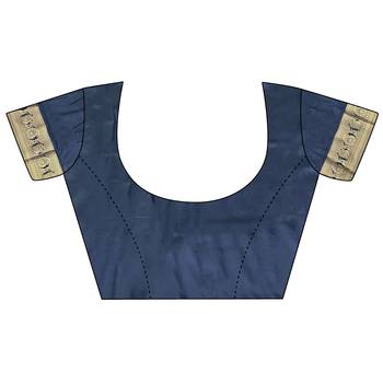 navy blue soft silk blend striped with floral motifs zari jacquard weaving leheriya saree 5
