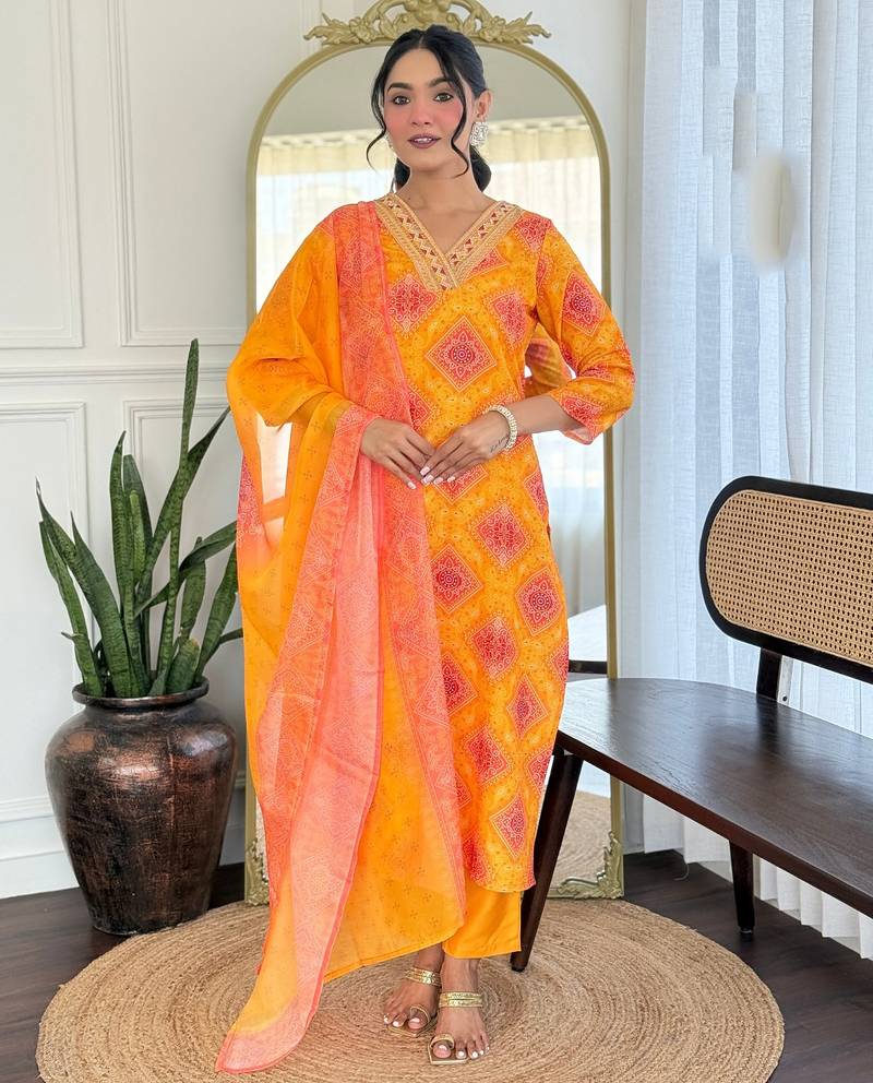 Rayon printed multi colour salwar suit