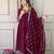 Vichitra silk wine embroidered designer salwar kameez