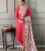 Viscose embroidered trendy salwar kameez in gajri