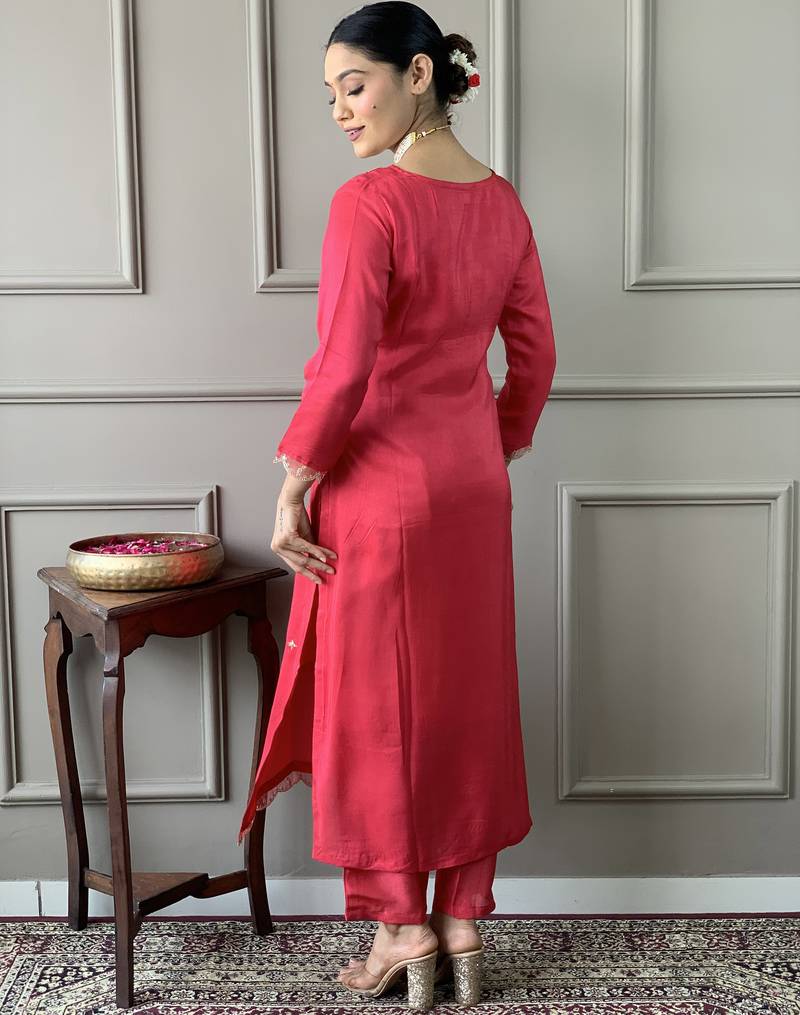 Viscose embroidered trendy salwar kameez in gajri