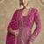 Georgette zari rani pink readymade floor length gown