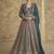 Georgette zari teal green readymade floor length gown