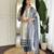Off white and grey embroidered viscose designer salwar kameez