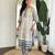 Off white and grey embroidered viscose designer salwar kameez