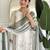 Off white and olive embroidered viscose designer salwar kameez