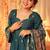Dark teal embroidered chanderi salwar suit