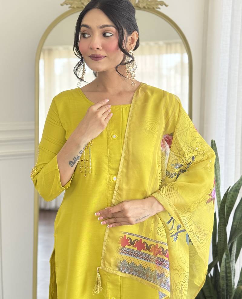 Silk embroidered pear trendy salwar kameez