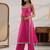 Pink printed cotton straight suit set with dupatta