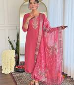 Gajri embroidered chanderi salwar suit