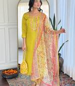 Embroidered pear rayon salwar suit for party