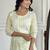 Embroidered light yellow cotton casual salwar kameez