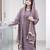 Designer wear georgette embroidery work lavender purple color kurti pant with dupatta