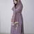 Designer wear georgette embroidery work lavender purple color kurti pant with dupatta