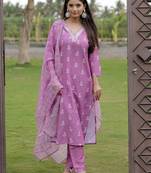 Embroidered onion pink rayon casual salwar kameez
