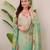 Assam silk sea green kurti set with handwork kurti & printed dupatta ready to wear