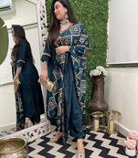 Embroidered teal chanderi viscose festival trendy salwar kameez