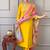 Yellow embroidered viscose readymade salwar kameez