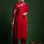 Red embroidered chanderi salwar suit