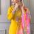 Yellow embroidered viscose readymade salwar kameez