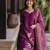 Printed silk blend kurti in purple with dupatta