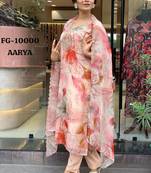 Light pink color organza digital printed suit