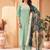 Sea green chanderi ethnic suit with organza dupatta