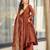 Designer party wear brown color chinon gown with embroidery sequence work dupatta