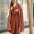 Designer party wear brown color chinon gown with embroidery sequence work dupatta
