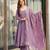 Designer party wear lavender color chinon gown with embroidery sequence work dupatta
