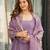 Designer party wear lavender color chinon gown with embroidery sequence work dupatta