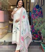 Cream organza  embroidered stunning salwar suit