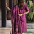 Printed silk blend kurti in purple with dupatta