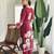 Rani pink floral printed viscose rayon kurta with trousers & dupatta