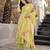 Lemon yellow chanderi party wear pant kameez suit